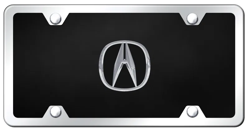 P.ACU.CBK – AUTO GOLD License Plate, Acura Black Plate With Chrome Name Acrylic